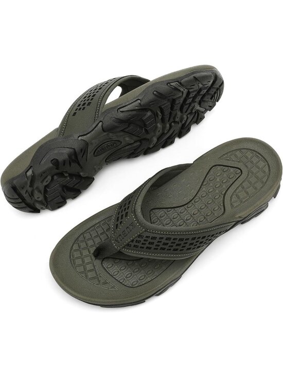 Men\'s Dark Green Beach Flip-Flops Water Sandals Outdoor Athletic Thong